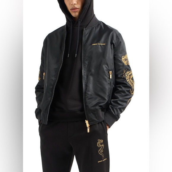 ARMANI EXCHANGE DRAGON EMBROIDERY BLACK JACKET - Picture 3 of 8